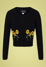 50s Abigail Sunflower Cardigan in Black