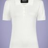 40s Pina Pointelle Knitted Polo in Ivory