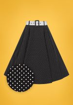 50s Clair Mini Polka Dot Swing Skirt in Black and White
