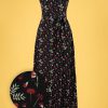 70s Thelma Pressed Flower Maxi Dress in Black