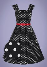 50s Jill Polka Dot Swing Dress in Black