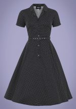 50s Caterina Mini Polka Dot Swing Dress in Black