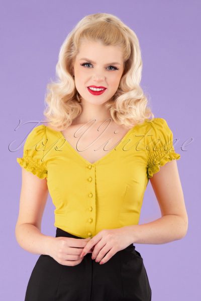 50s Sofia Gypsy Top in Yellow