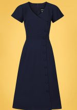 50s Cherilynn Plain Swing Dress in Navy