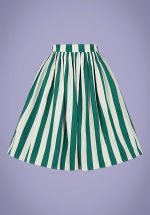 50s Jasmine Glade Stripe Swing Skirt in Green and Ivory