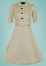 40s Doriane Cherry Swing Dress in Beige