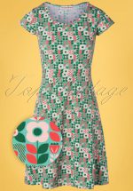 60s Asta Vindsnurra Dress in Green and Cream