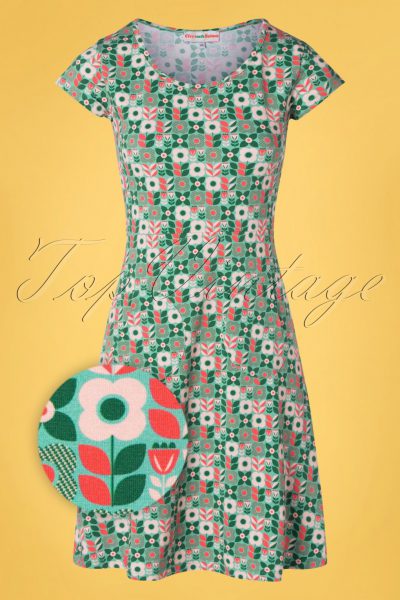 60s Asta Vindsnurra Dress in Green and Cream