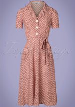 40s Rumba Revers Midi Dress in Dusty Pink