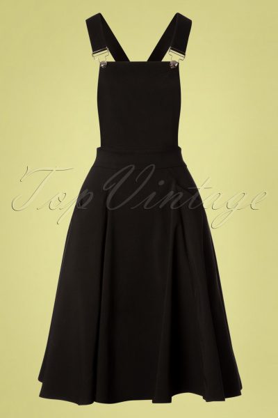 50s Kayden Overalls Swing Dress in Black