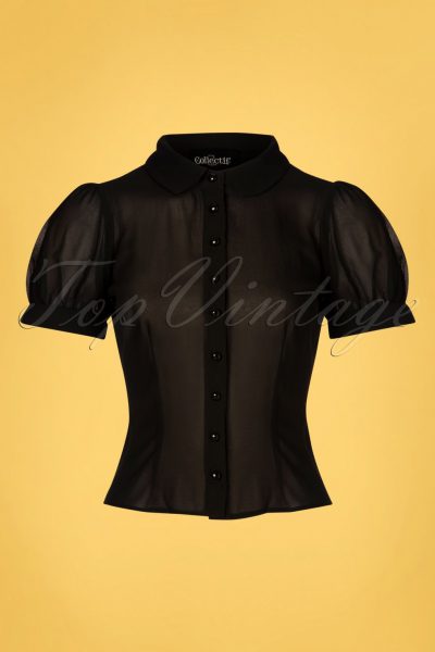 40s Erika Plain Blouse in Black