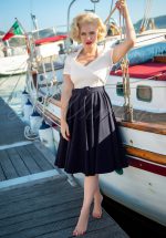 50s Lila Swing Dress in White and Navy