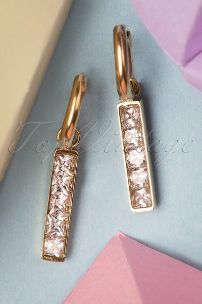 50s Crystal Pendant Earrings in Gold Plated
