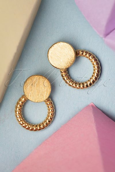 50s Rope Ring Studs in Gold Plated