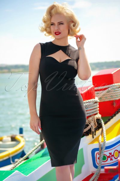50s Selena Pencil Dress in Black