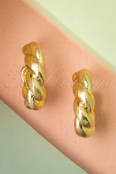 50s Small Twisted Stud Earrings in Gold
