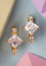 50s Crystal Stone Earrings in Gold