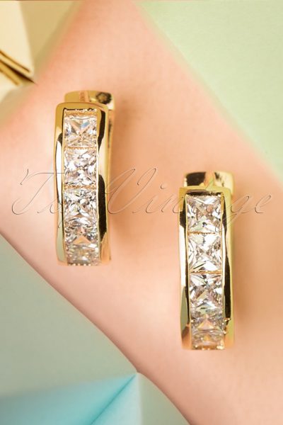 50s Crystal Earrings in Gold
