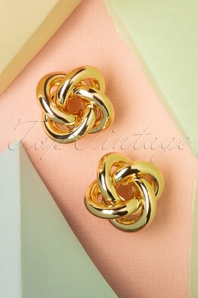 50s Twisted Stud Earrings in Gold