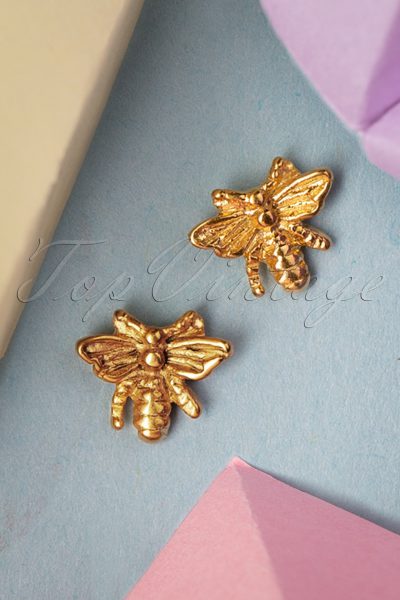 60s Busy Bee Earrings in Gold