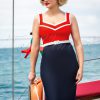 50s Barbara Pencil Dress in Red and Navy