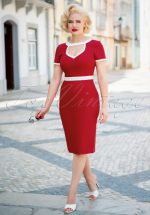 50s Hazel Pencil Dress in Red