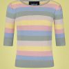 50s Chrissie Teacup Stripes Knitted Top in Multi