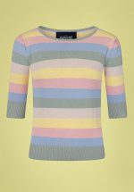 50s Chrissie Teacup Stripes Knitted Top in Multi