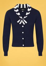 50s Doreen Cardigan in Navy and White