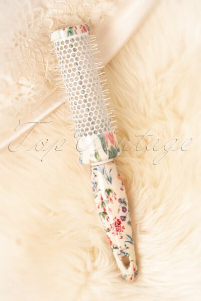Round Floral Blow Dry Hair Brush in Ivory