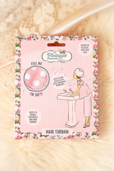 Pink Polkadot Hair Turban in White