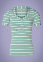 50s Logo Stripes T-Shirt in Minty Blue