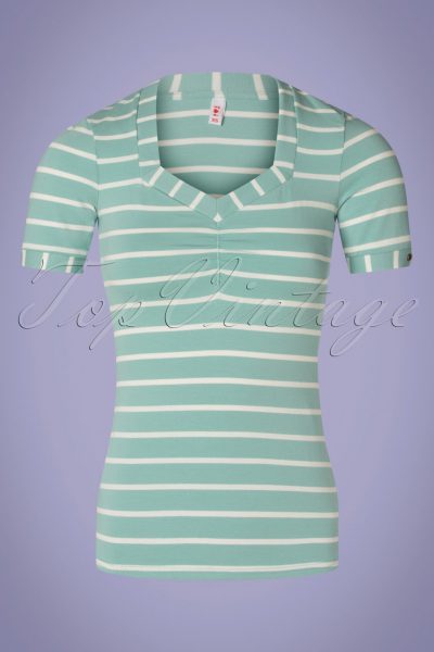 50s Logo Stripes T-Shirt in Minty Blue