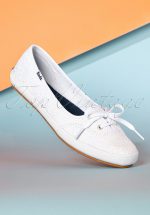 50s Daisy Teacup Ballerina Sneakers in White