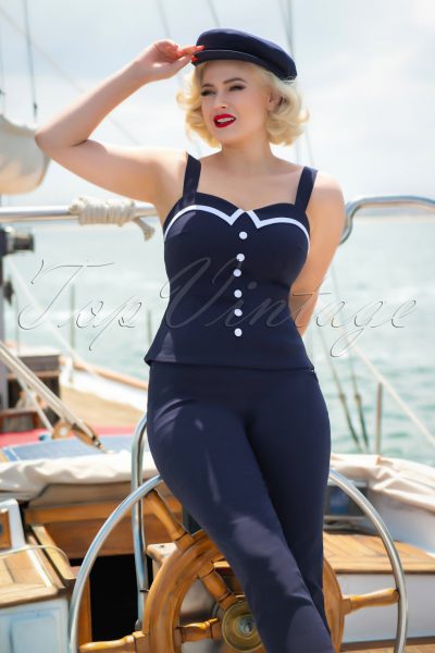 50s Mandy Top in Navy