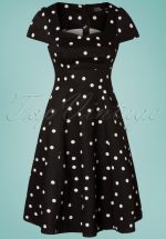 50s Claudia Polkadot Swing Dress in Black