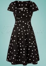 50s Claudia Polkadot Swing Dress in Black