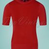 50s Debbie Short Sleeve Sweater in Lipstick Red