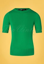 50s Debbie Short Sleeve Sweater in Grass Green