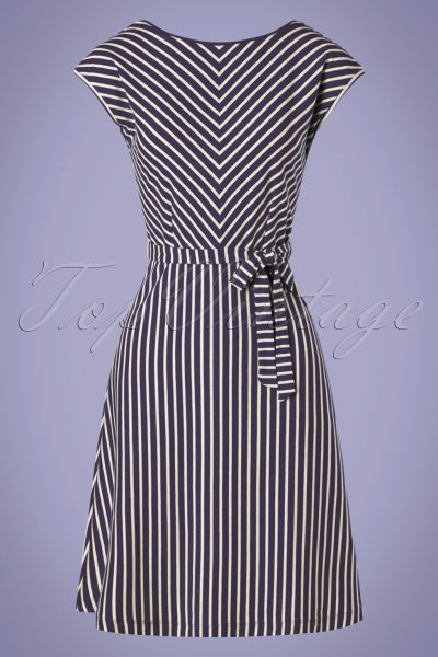 60s Grace Breton Stripe Dress in Blue