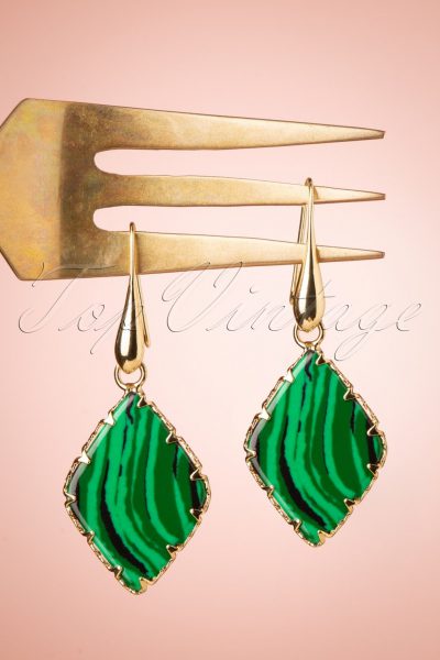 50s Malachiet Earrings in Green