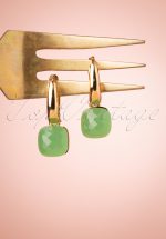 50s Cushion Cut Earrings in Pacific Green