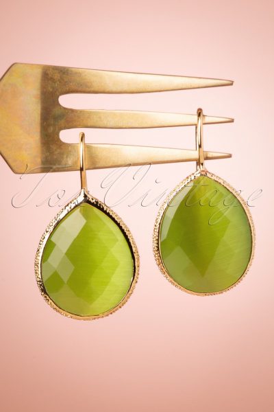 50s The Big Drop Earrings in May Green