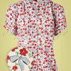 60s Gaby Floral Bows Blouse in Cream