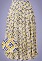 60s Hilda Tails Swing Skirt in Yellow and Blue