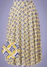 60s Hilda Tails Swing Skirt in Yellow and Blue