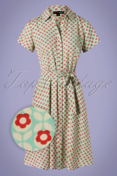 60s Debbie Cosmos Dress in Mint Blue