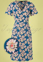 60s Sabrina Floral Dress in Blue