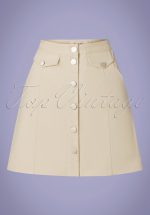 60s Neola Twill Mini Skirt in Ecru