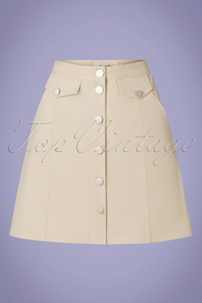60s Neola Twill Mini Skirt in Ecru